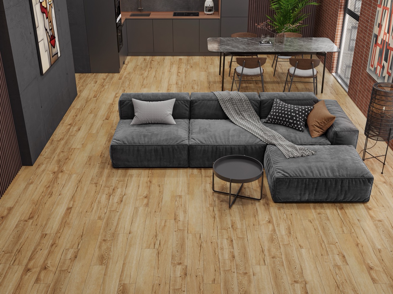 Кварцвиниловый SPC ламинат Cronafloor Joli Деко J1003 1200×150×4 фото в интерьере